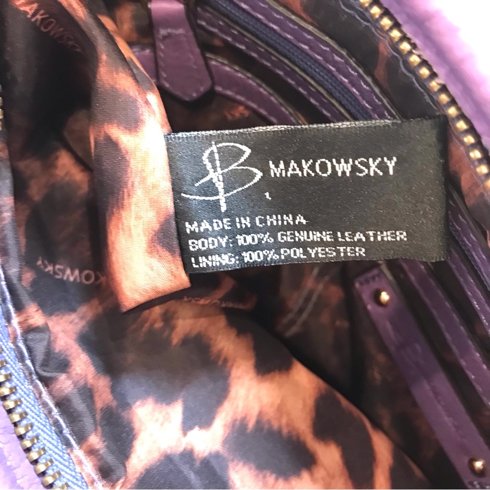 B. Makowsky Purple Gold Chunky Hardware Leather Crossbody - Picture 11 of 16